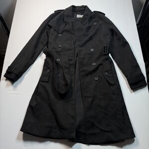 Altuzarra for Target Coat Womens Medium Black Trench Double Breasted Jacquard